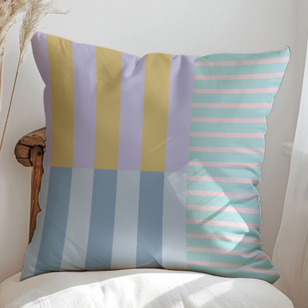 Microfiber Concealed Zipper Striped Cushion Cover (18x18 in)