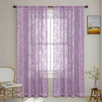 Microfiber Floral Lace Sheer Curtain Panel (Rod Pocket Top)