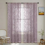 Microfiber Floral Lace Sheer Curtain Panel (Rod Pocket Top)