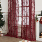Microfiber Floral Lace Sheer Curtain Panel (Rod Pocket Top)