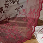 Microfiber Floral Lace Sheer Curtain Panel (Rod Pocket Top)