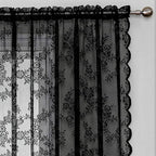 Microfiber Floral Lace Sheer Curtain Panel (Rod Pocket Top)