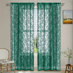 Microfiber Floral Lace Sheer Curtain Panel (Rod Pocket Top)