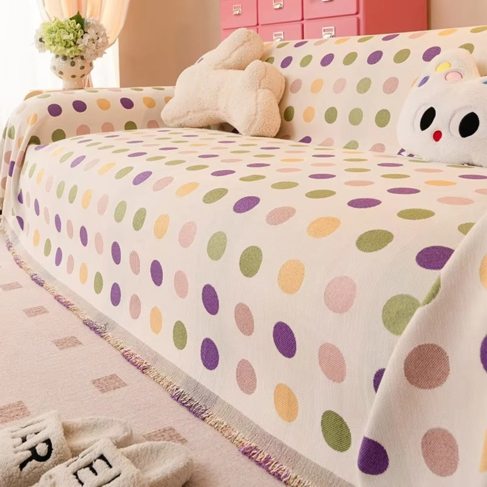 Microfiber & Machine-Washable Polka Dot Sofa Cover (Multi-Use)