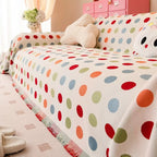 Microfiber & Machine-Washable Polka Dot Sofa Cover (Multi-Use)