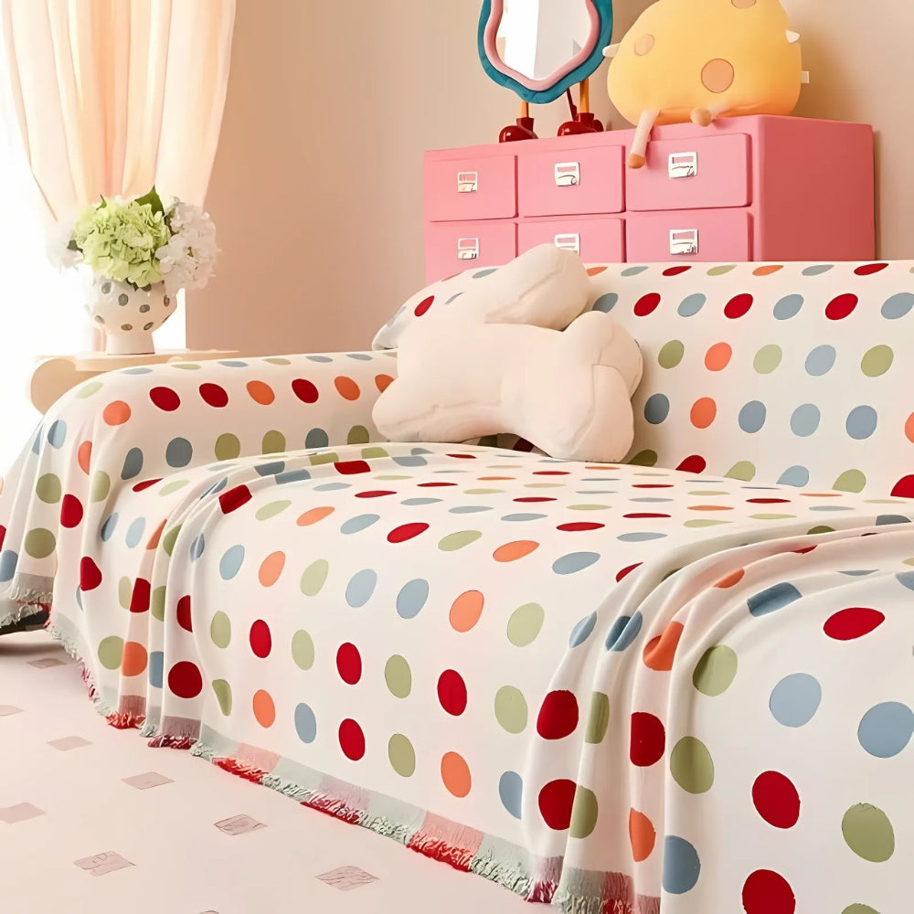 Microfiber & Machine-Washable Polka Dot Sofa Cover (Multi-Use)