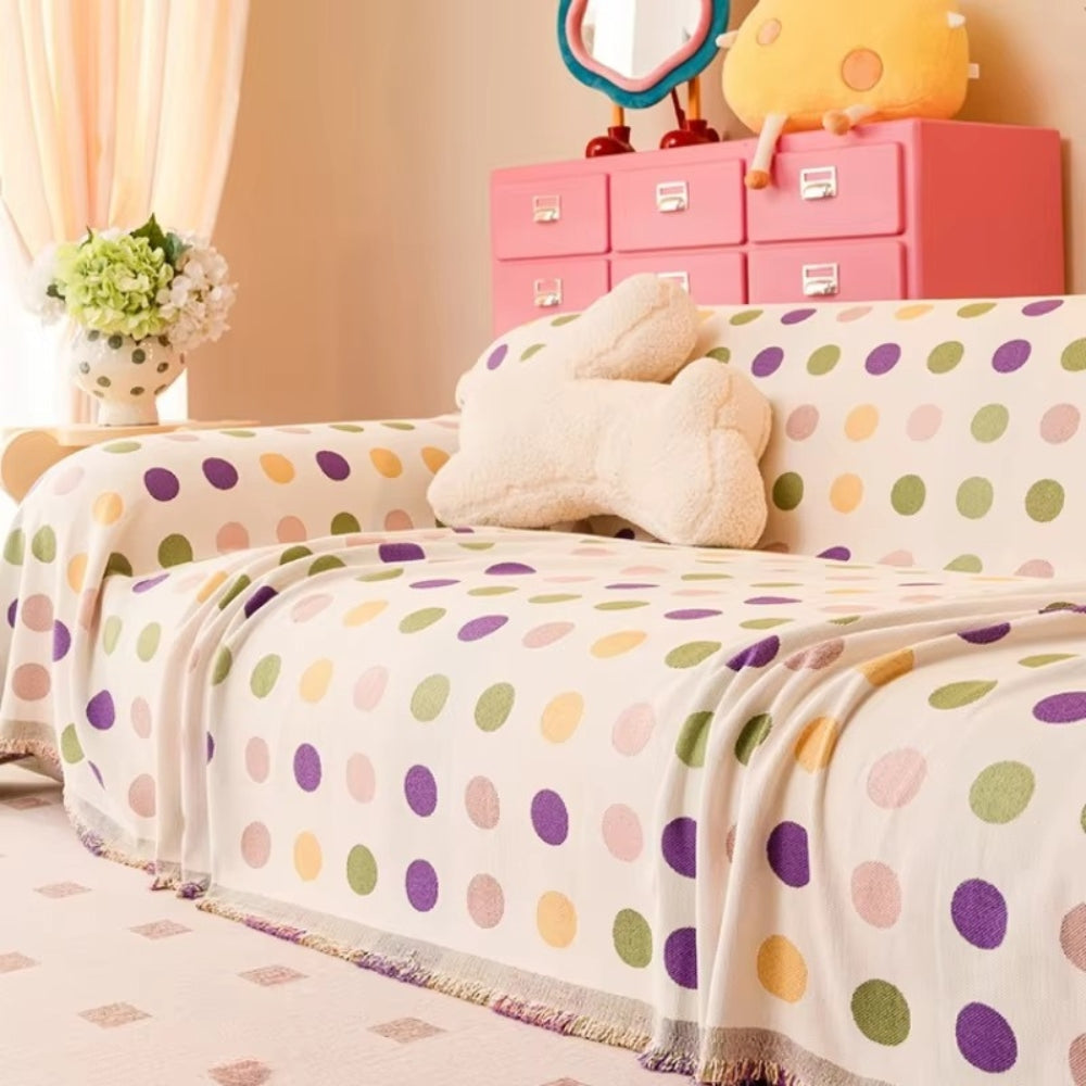 Microfiber & Machine-Washable Polka Dot Sofa Cover (Multi-Use)