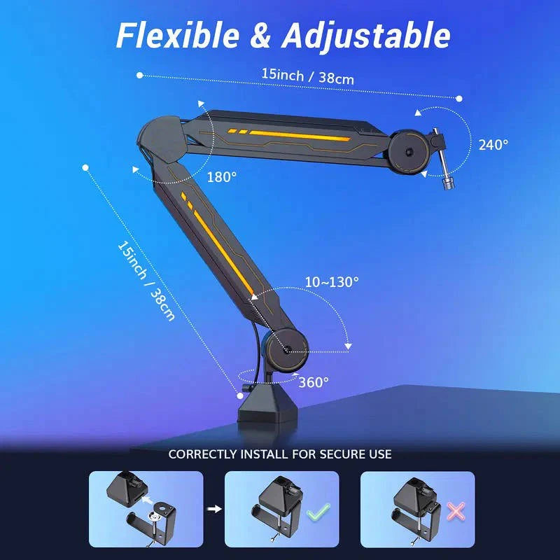 Microphone Boom Arm 29.5 Inch Steel RGB