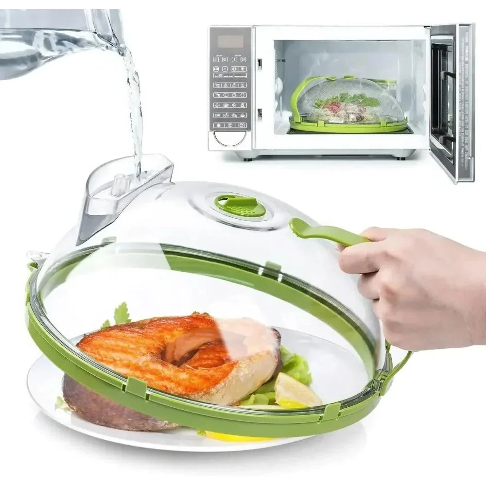 Microwave Splatter Cover Clear Polycarbonate Adjustable Vent & Steam Reservoir
