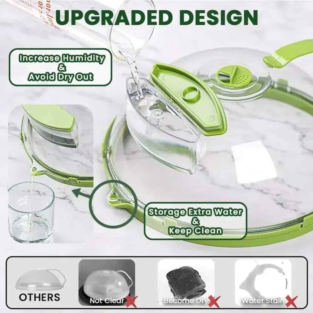 Microwave Splatter Cover Clear Polycarbonate Adjustable Vent & Steam Reservoir