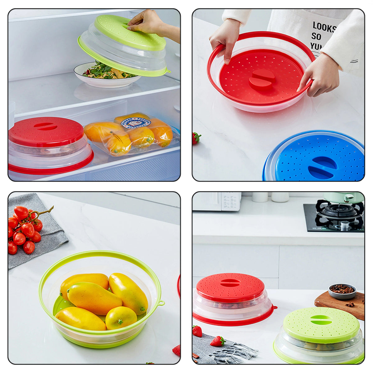 Microwave Splatter Cover Folding Silicone Heat-Resistant Built-In Hook