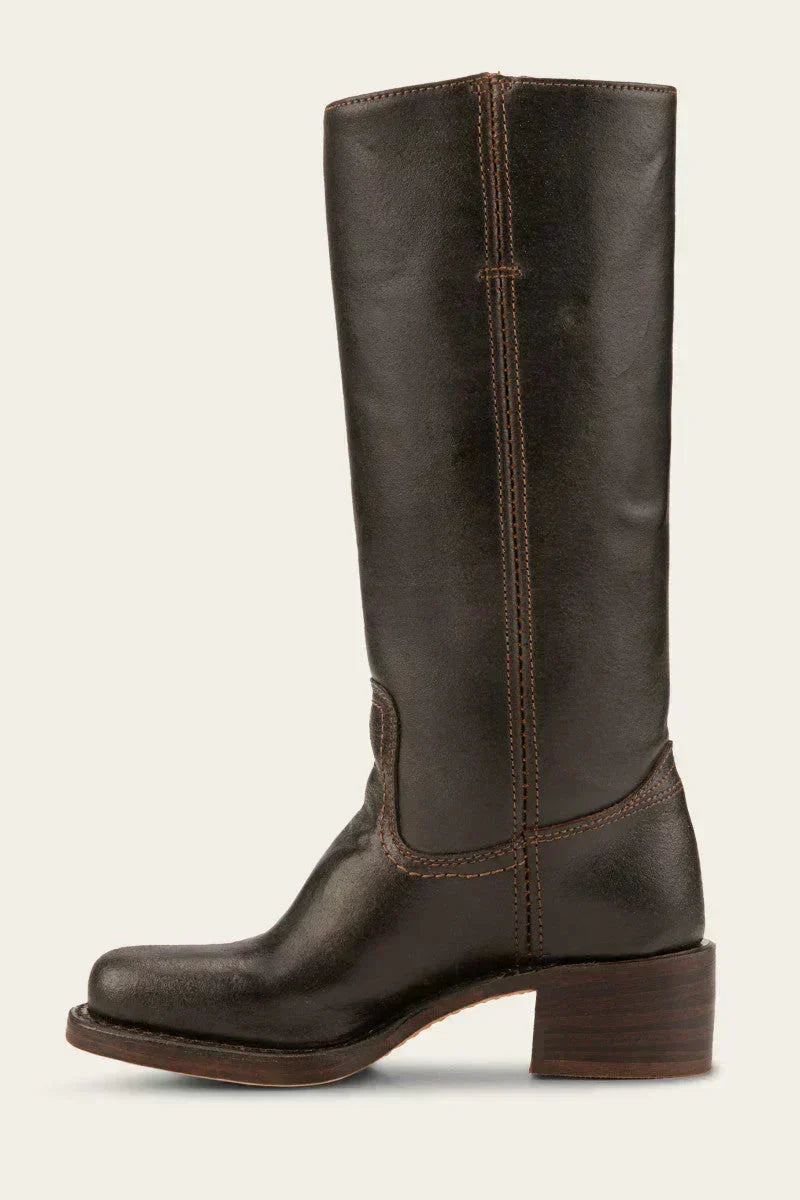 Mid Calf Boots 2 Inch Block Heel Side Zip