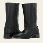 Mid Calf Boots 2 Inch Block Heel Side Zip