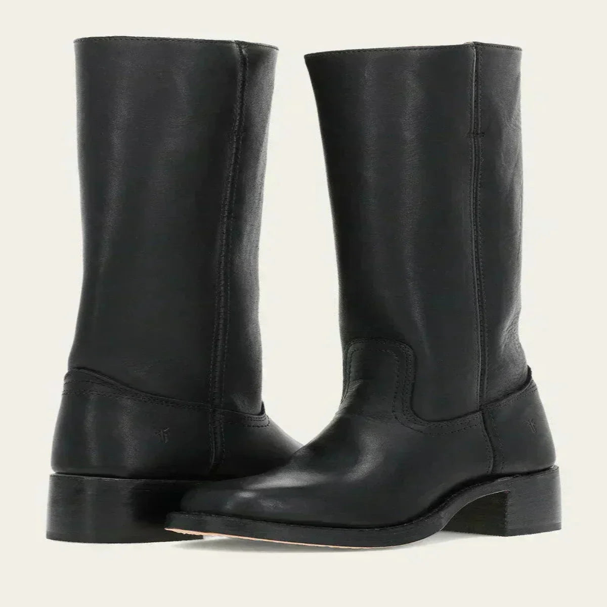 Mid Calf Boots 2 Inch Block Heel Side Zip