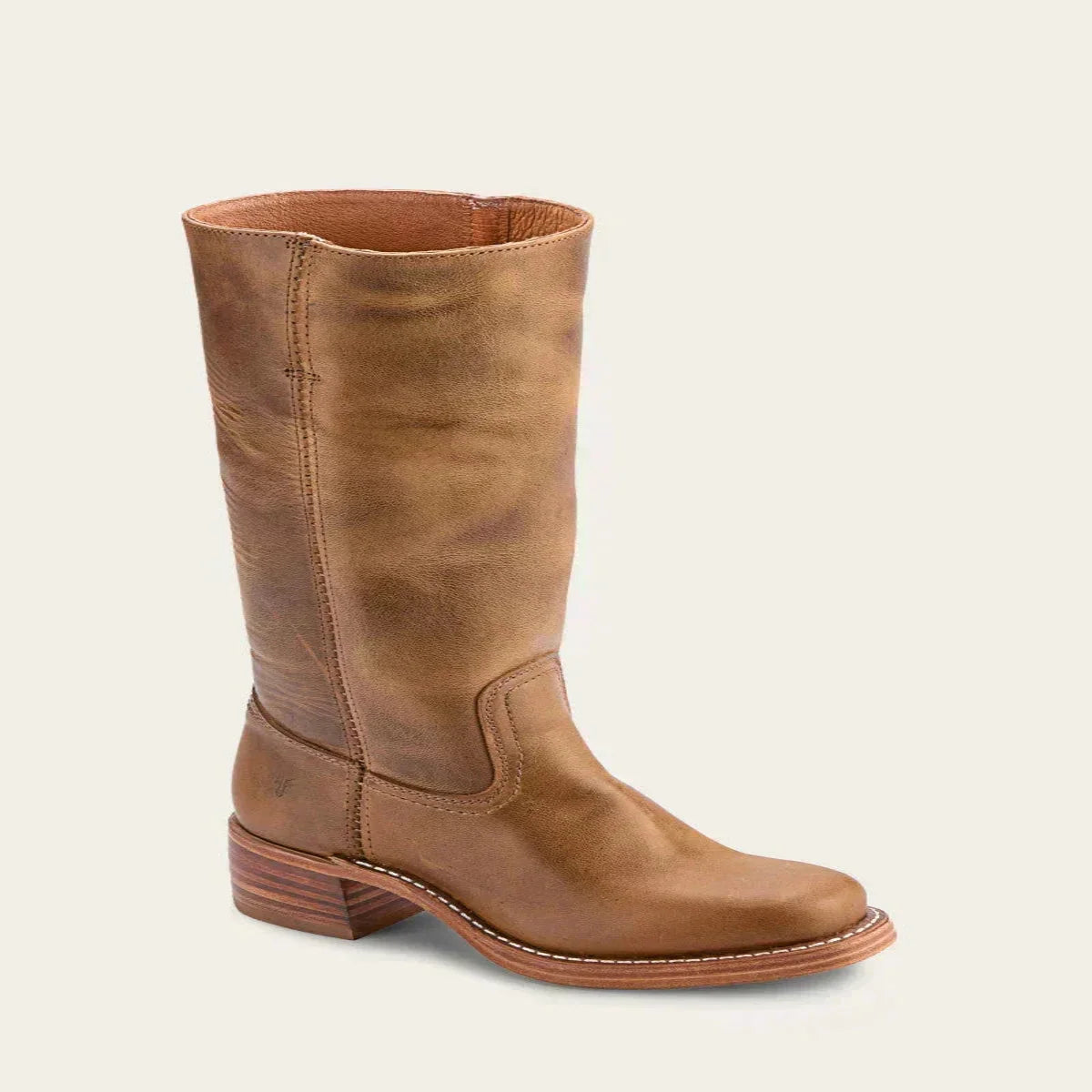 Mid Calf Boots 2 Inch Block Heel Side Zip
