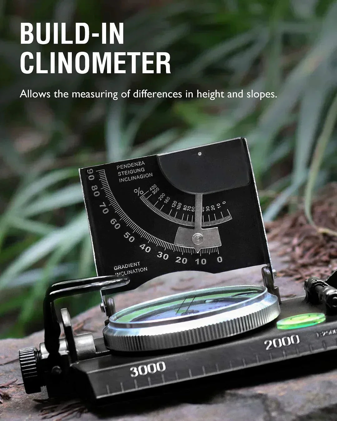 Military Compass Built-In Clinometer Waterproof & Shockproof