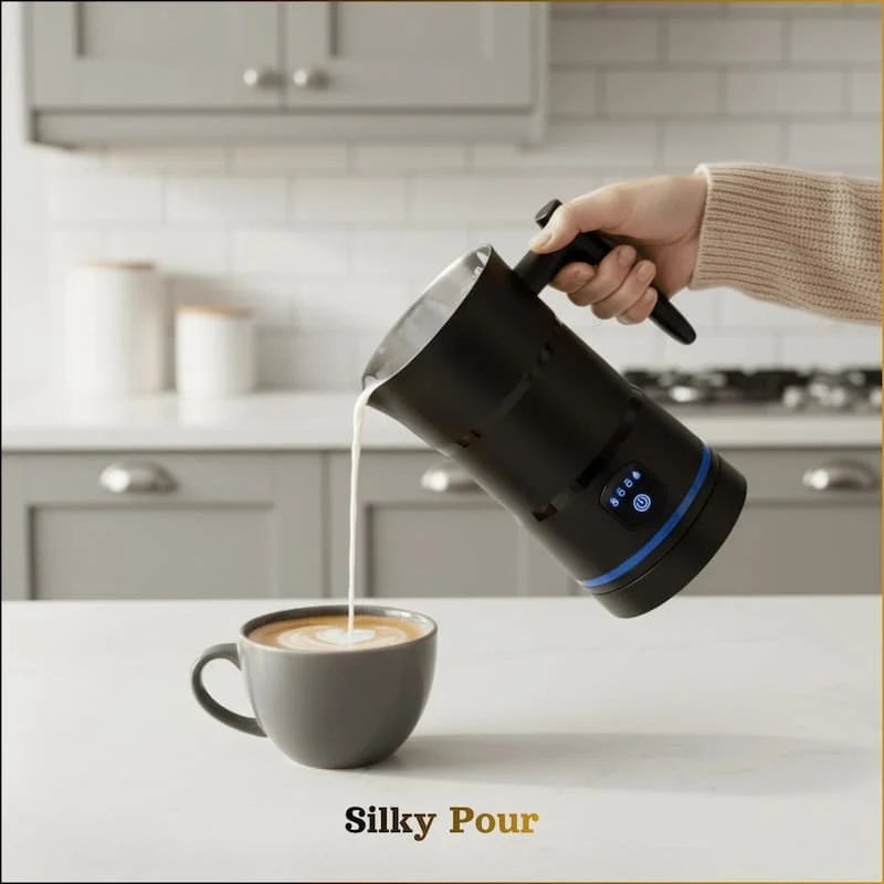 Milk Frother One-Button Cafe-Quality Foam Stainless Steel Interior