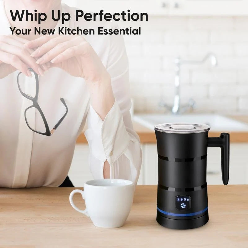 Milk Frother One-Button Cafe-Quality Foam Stainless Steel Interior