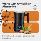 Milk Frother One-Button Cafe-Quality Foam Stainless Steel Interior