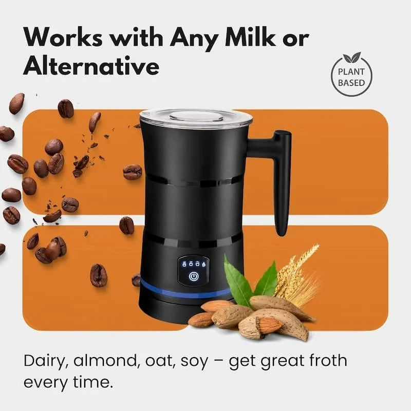 Milk Frother One-Button Cafe-Quality Foam Stainless Steel Interior