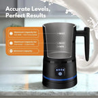 Milk Frother One-Button Cafe-Quality Foam Stainless Steel Interior