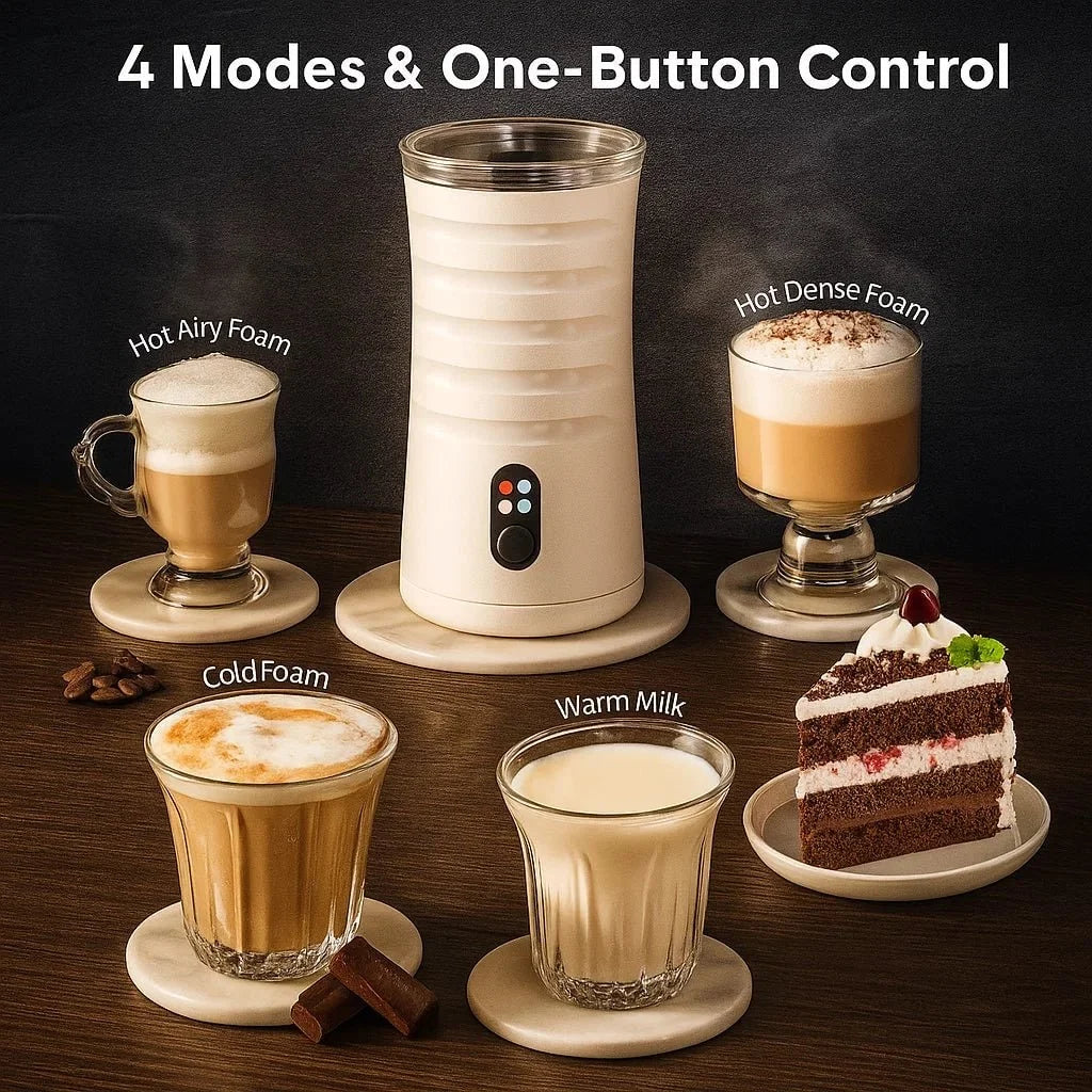 Milk Frother & Steamer 4-in-1 One-Touch Non-Stick Interior