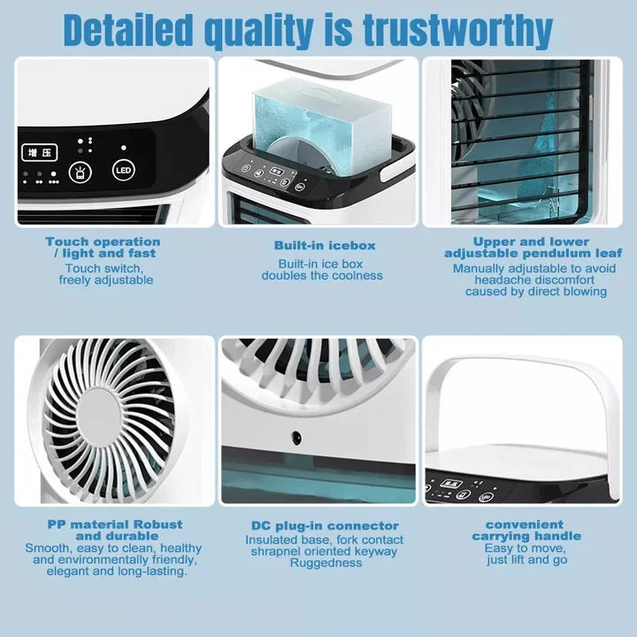 Mini Air Conditioner USB Powered Evaporative Cooling Adjustable Fan