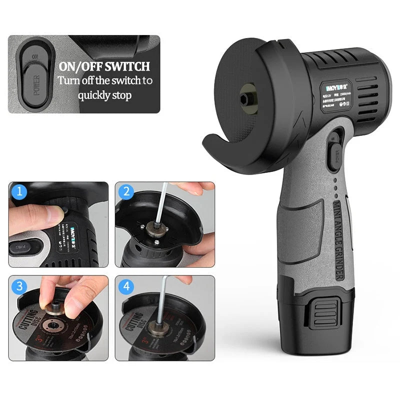 Mini Angle Grinder Cordless 400W 3-Inch