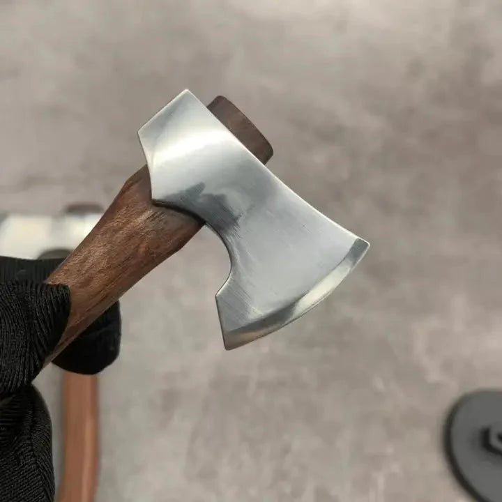Mini Axe Ornament Polished Metal With Display Stand