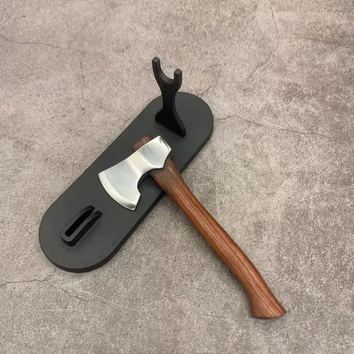 Mini Axe Ornament Polished Metal With Display Stand