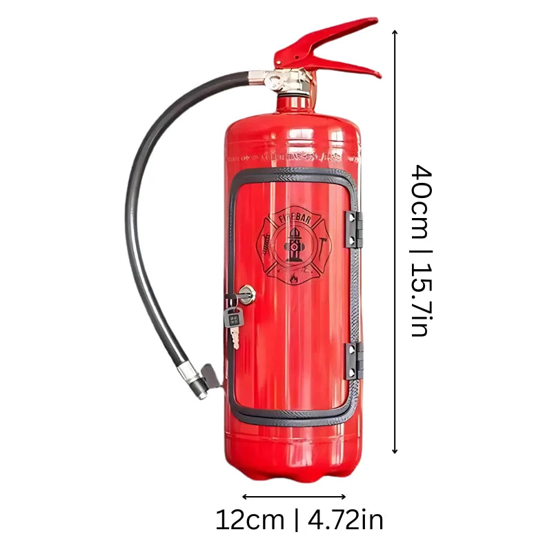Mini Bar Repurposed Fire Extinguisher Bottle & Glass Rack