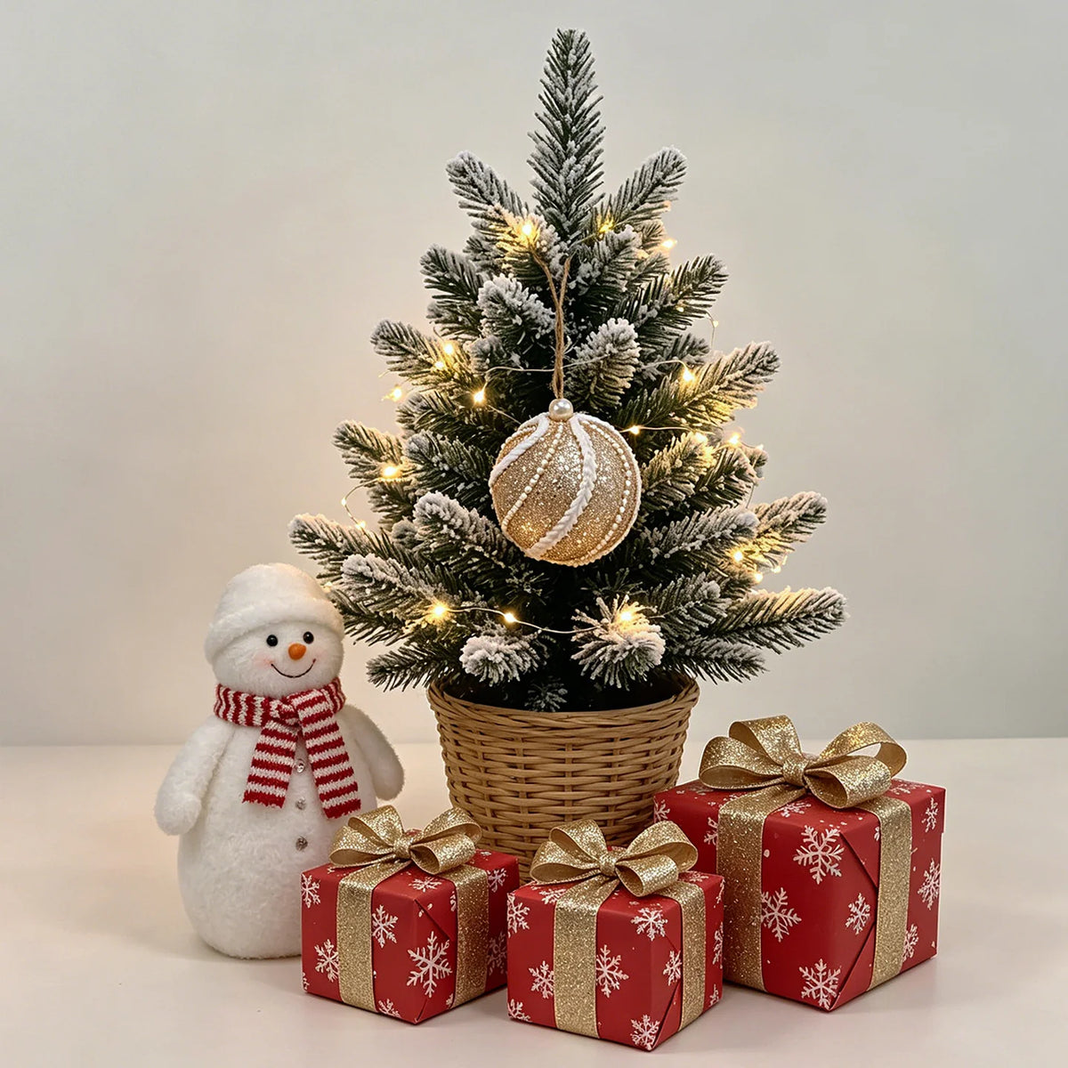 Mini Christmas Tree Compact LED Snowman Accent