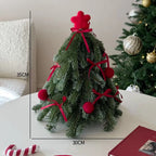 Mini Christmas Tree Lifelike Artificial Ribbons & Pom-Poms