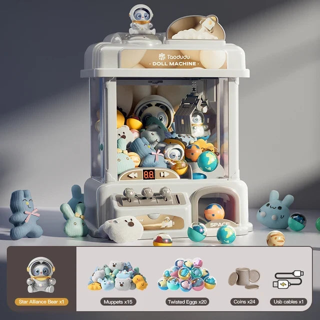 Mini Claw Machine 35 Plush Prizes USB & Battery