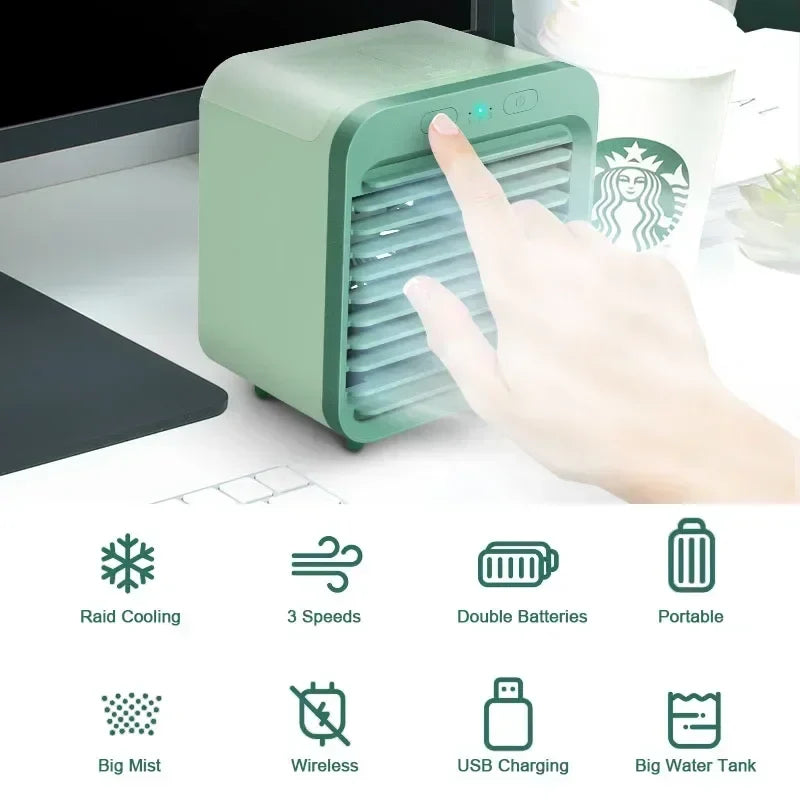 Mini Desk Fan USB Rechargeable 3-Speed Mist Humidifier