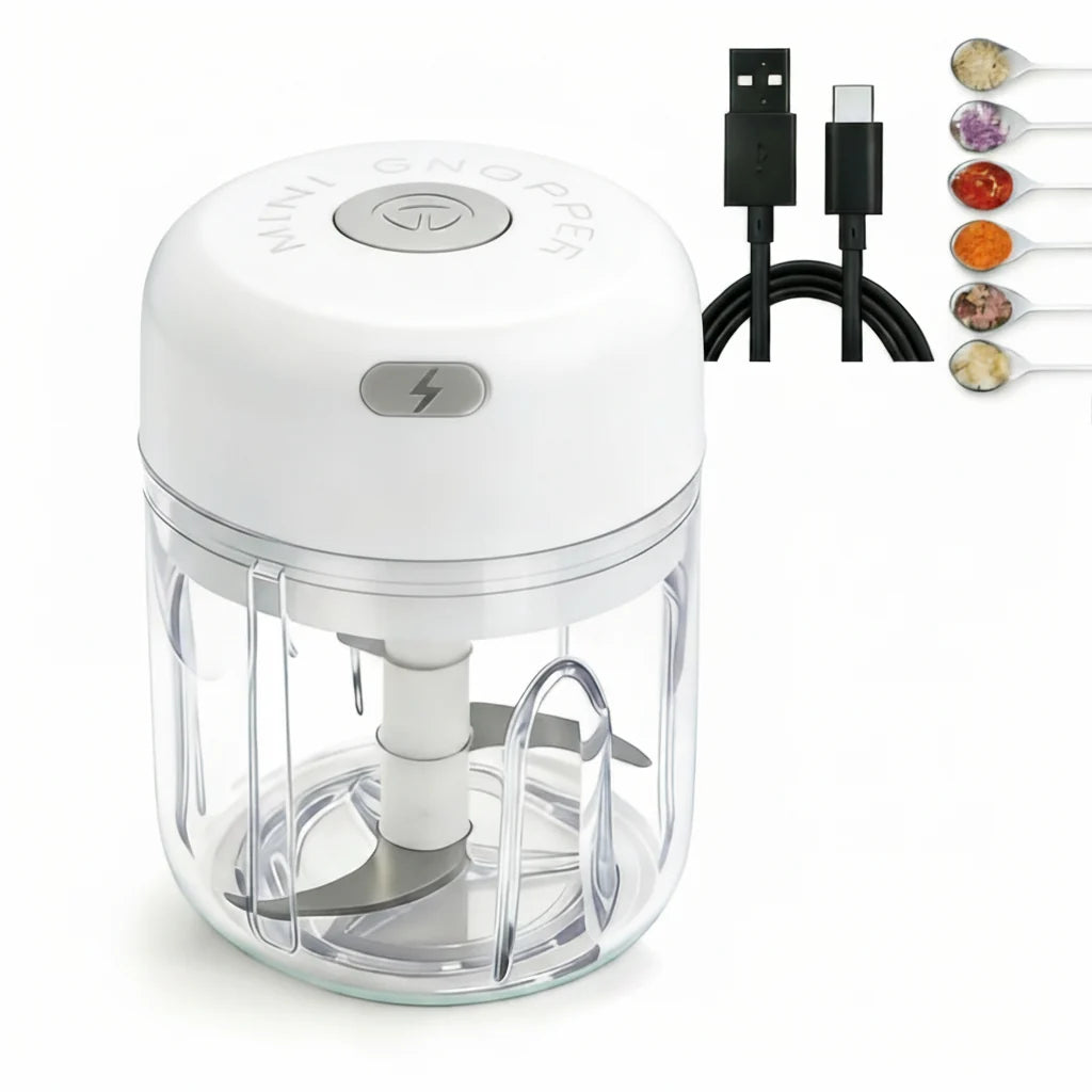 Mini Food Chopper USB Rechargeable One-Touch 250ml Capacity