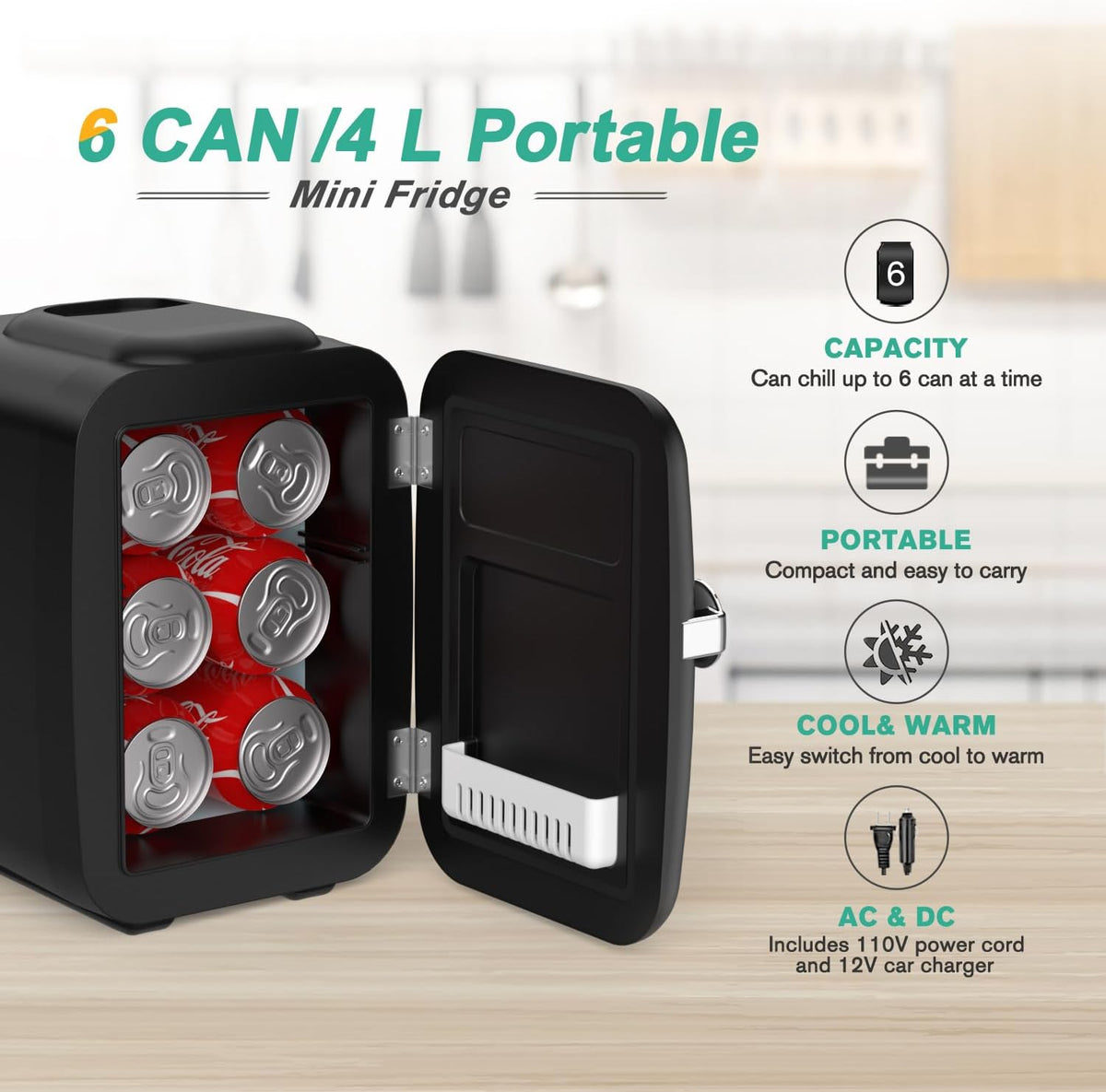 Mini Fridge Dual Cooling & Warming Portable 4L