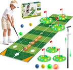 Mini Golf Set Light-Up Balls Adjustable Putter Large Mat