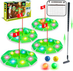 Mini Golf Set Light-Up Balls Adjustable Putter Large Mat
