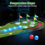 Mini Golf Set Light-Up Mat 2.44m Durable Clubs