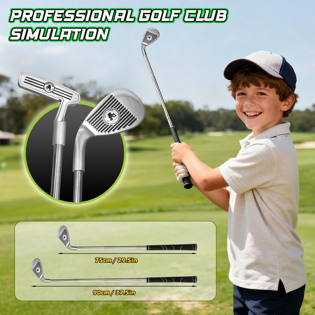 Mini Golf Set Light-Up Mat 2.44m Durable Clubs