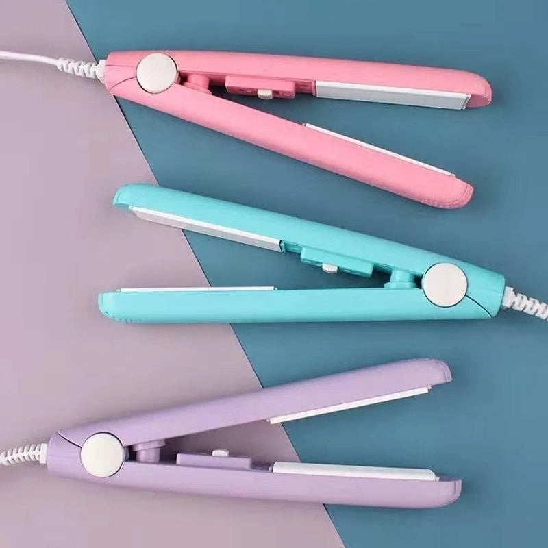 Mini Hair Straightener Tourmaline Ceramic Plates 30-Second Heat-Up