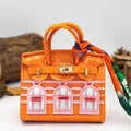 Mini Handbag Charm Birkin-Inspired Platinum Finish