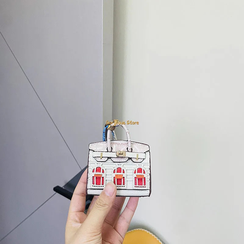 Mini Handbag Charm Birkin-Inspired Platinum Finish