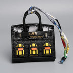 Mini Handbag Charm Birkin-Inspired Platinum Finish