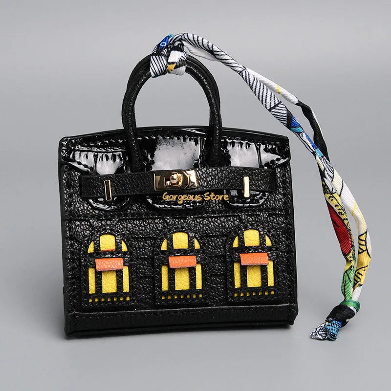 Mini Handbag Charm Birkin-Inspired Platinum Finish