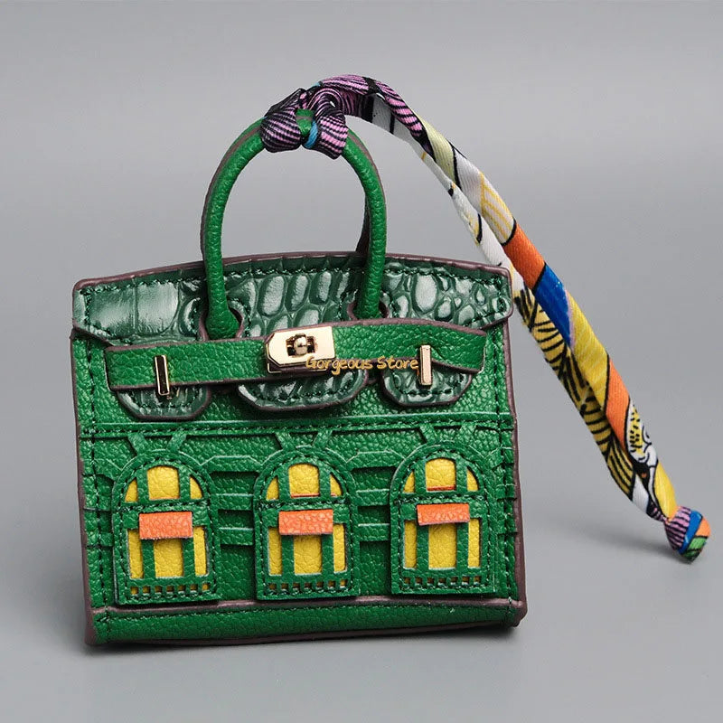 Mini Handbag Charm Birkin-Inspired Platinum Finish