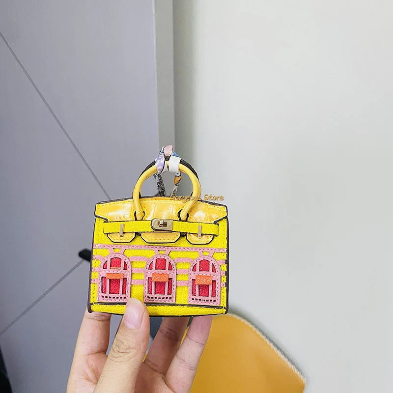 Mini Handbag Charm Birkin-Inspired Platinum Finish