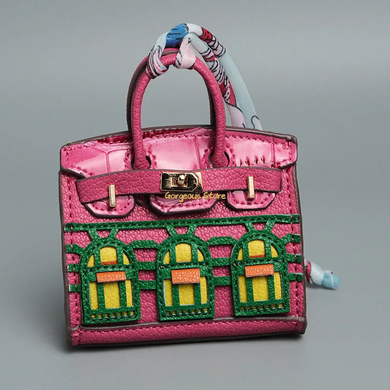 Mini Handbag Charm Birkin-Inspired Platinum Finish