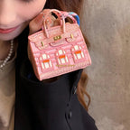 Mini Handbag Charm Birkin-Inspired Platinum Finish